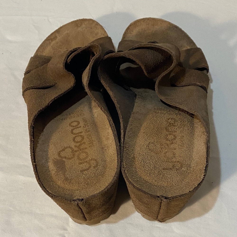 Yokono Brown Suede Wedge Sandals Size 9 - Picture 4 of 5